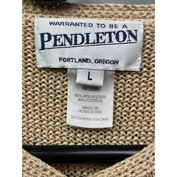 Pendleton Sweater Women's Large Tan button front cardigan Cotton blend Neutral - Picture 3 of 5